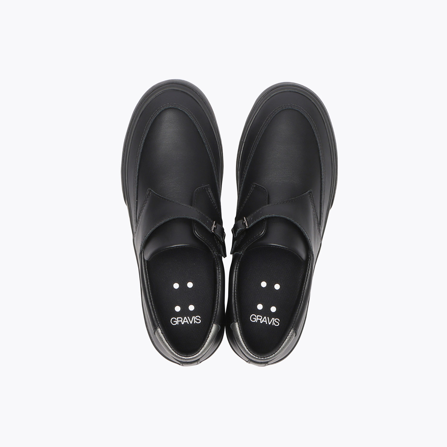 REVERSE MONK STRAP LEATHER BLACK / BLACK（GRAVIS SKATEBOARDING）